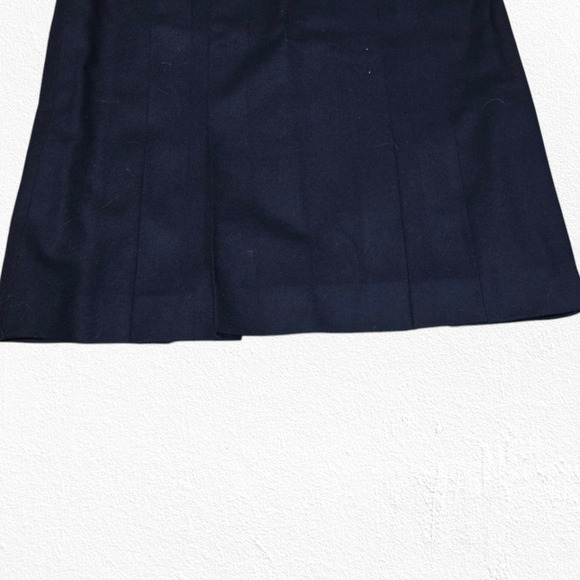 80s Vintage Pendleton Navy Blue Mid Rise Pleated Minimal Wool Midi Skirt Size 6 - Picture 6 of 8
